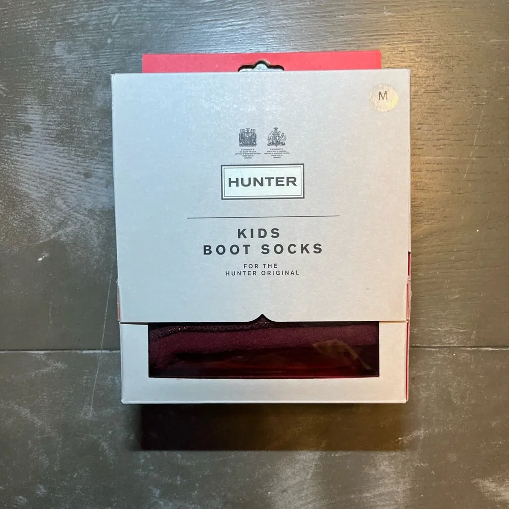 Hunter Kids Boot Socks Burgundy Maroon With Orange Crab NIB Medium US Shoe 11-13